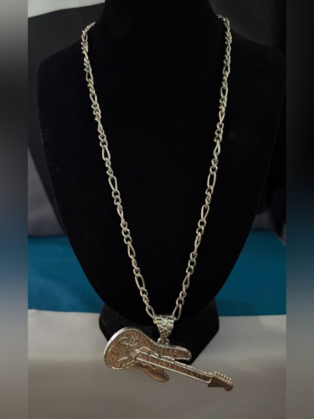 Silver-Tone Guitar Pendant Necklace - Women Jewelry